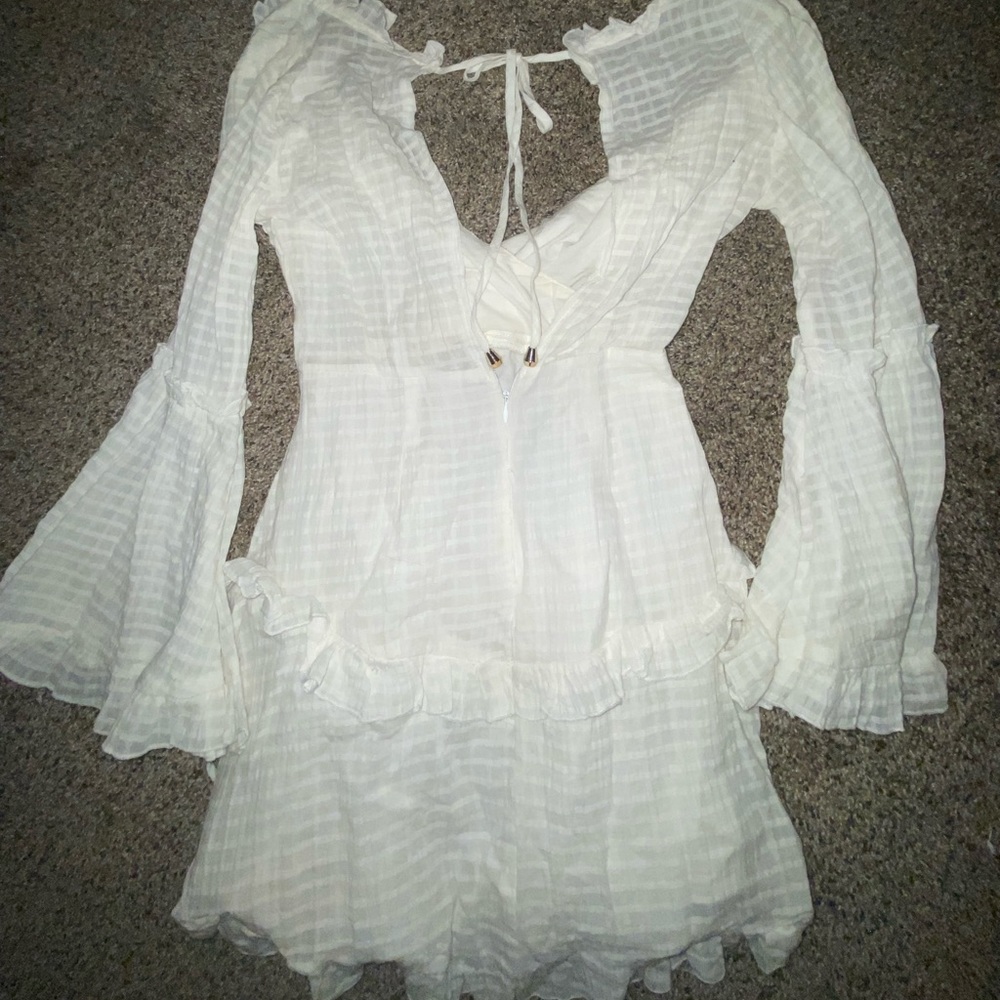 Indikah White Ruffle Mini Dress - Picture 2 of 6